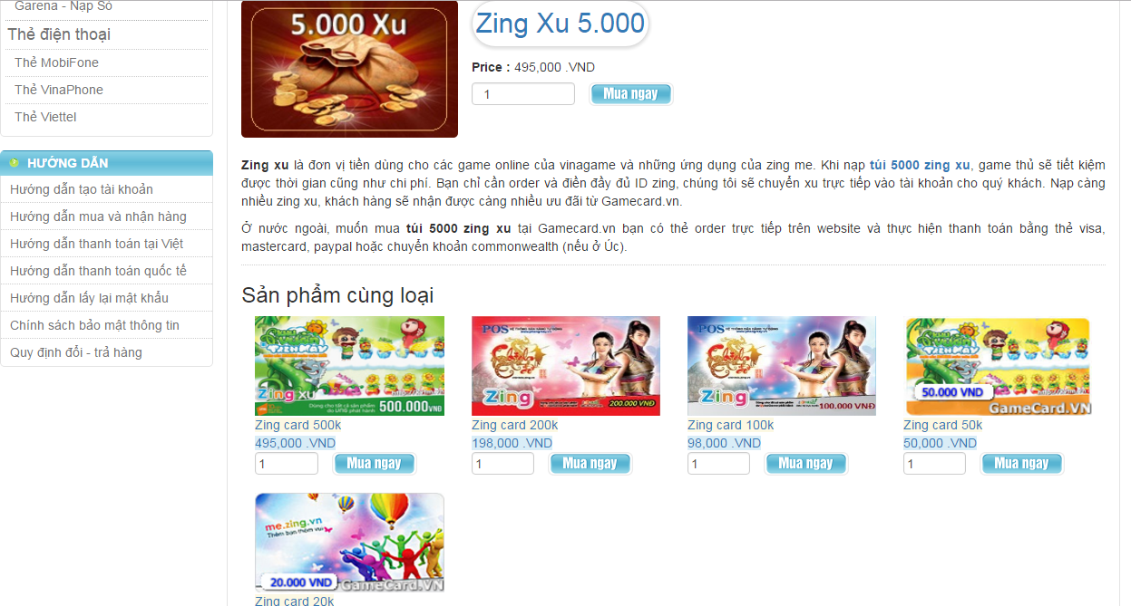 ​Những Thông Tin Cần Biết Khi Mua Zing Xu Online Trên Gamecard