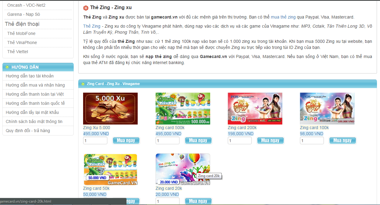 ​Những Thông Tin Cần Biết Khi Mua Zing Xu Online Trên Gamecard