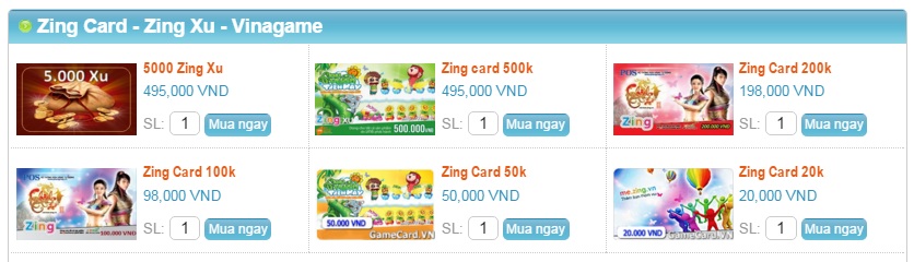 Mua thẻ zing online