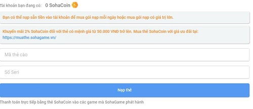 Hướng Dẫn Mua Thẻ SohaCoin Và Cách Nạp Tiền Bằng SohaCoin