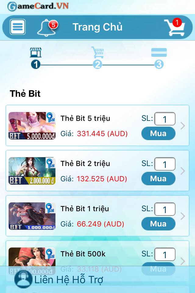 Thông Báo Mở Ứng Dụng Mua Thẻ Game GCVAE Trên Hệ Điều Hành IOS